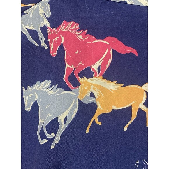 Anthropologie Modcloth Blue Horse Equestrian Dress Short Ruffle Sleeved XL - Picture 6 of 16